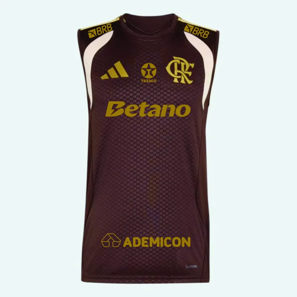 Regata Flamengo Treino Adidas 2026 C/Patrocínio Marrom