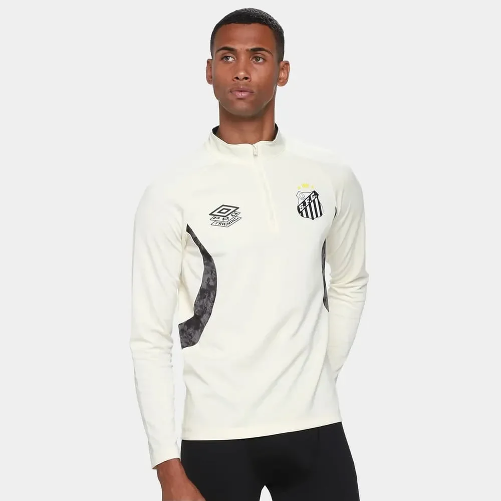 Blusa Santos Treino Umbro 2026 Off White/Preto
