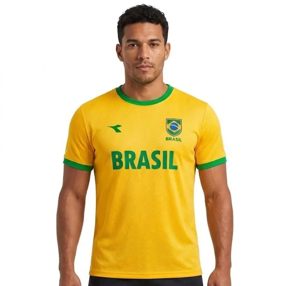 Camiseta Brasil Diadora Campione Amarelo