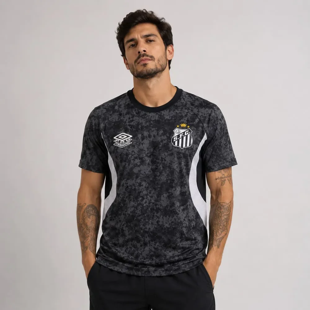 Camisa Santos Treino Umbro 2026 Preto/Off White