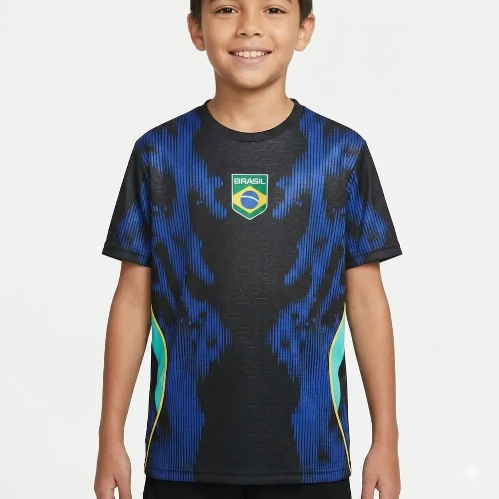 Camiseta Brasil Marin Dry Infantil Azul
