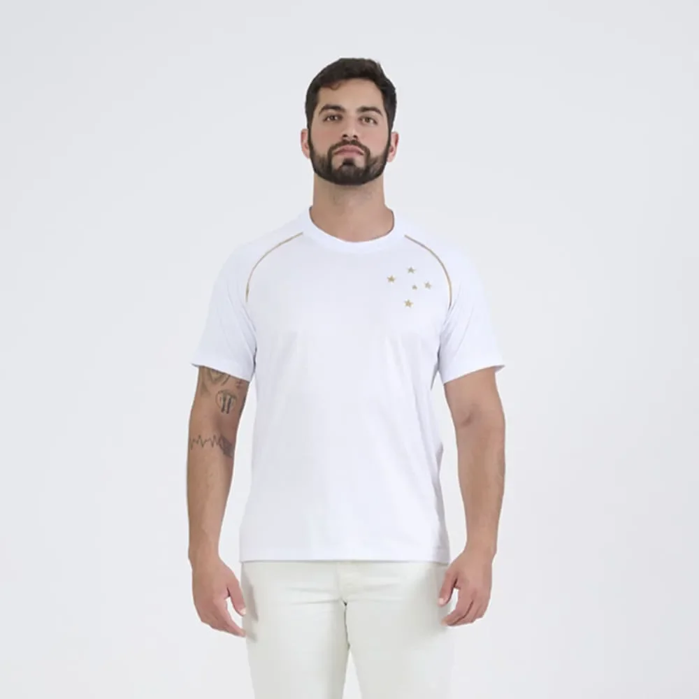 Camiseta Cruzeiro Gold Branco/Dourado