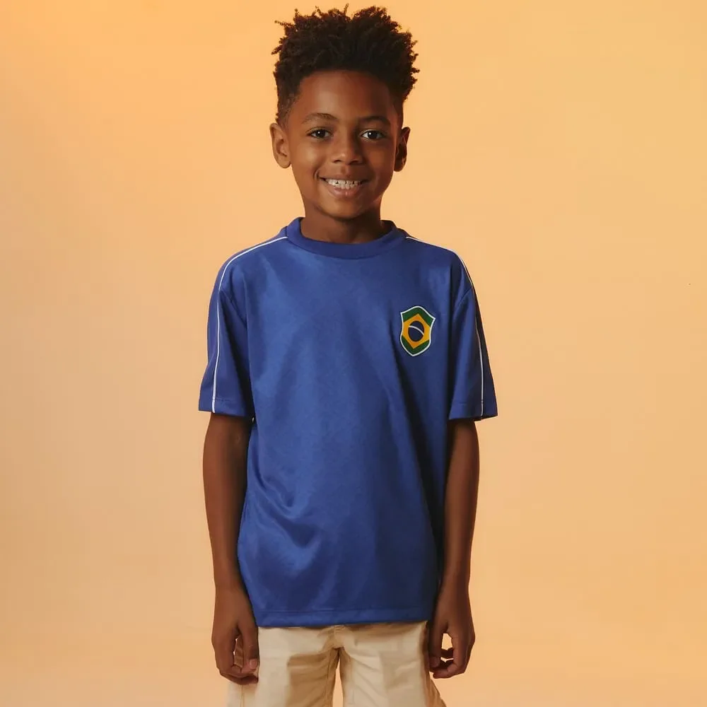 Camiseta Brasil Reflexo Infantil Azul