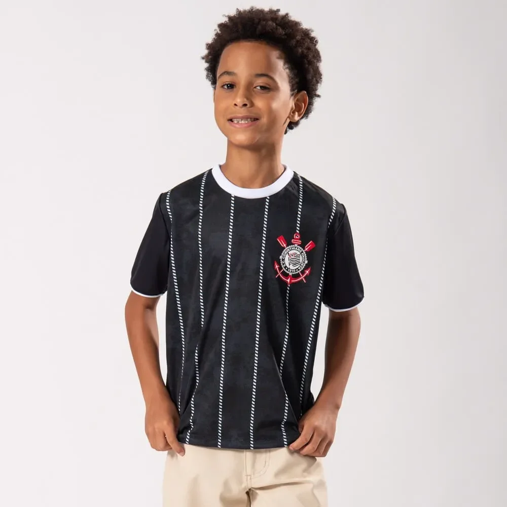 Camiseta Corinthians Corinto Infantil Preto