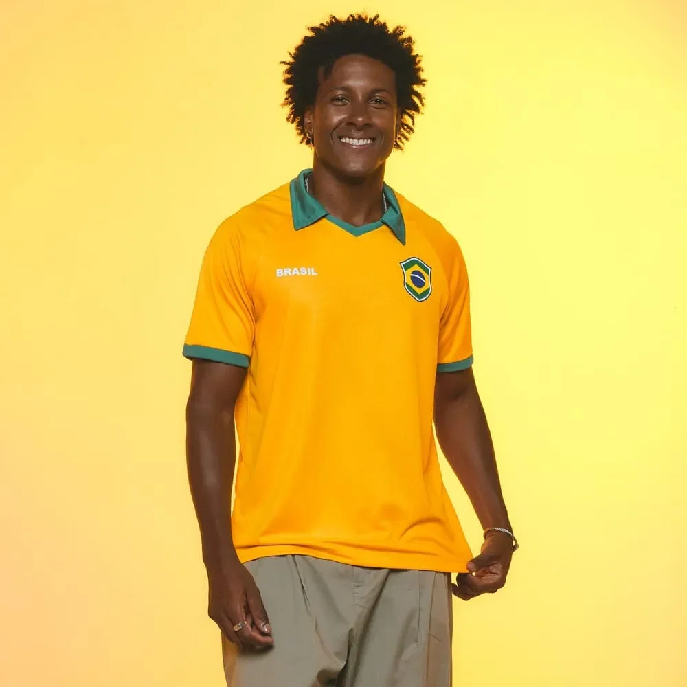 Polo Brasil Espelho Raglan Amarelo