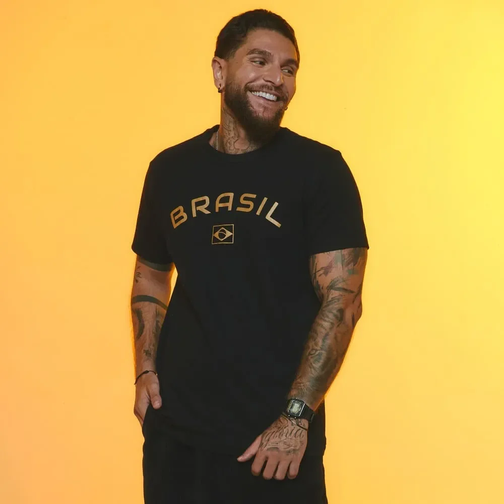 Camiseta Brasil Noite Preto/Dourado