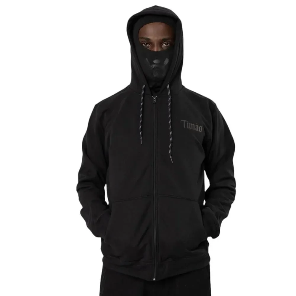 Moletom Corinthians Surf Center C/Zíper Balaclava Preto