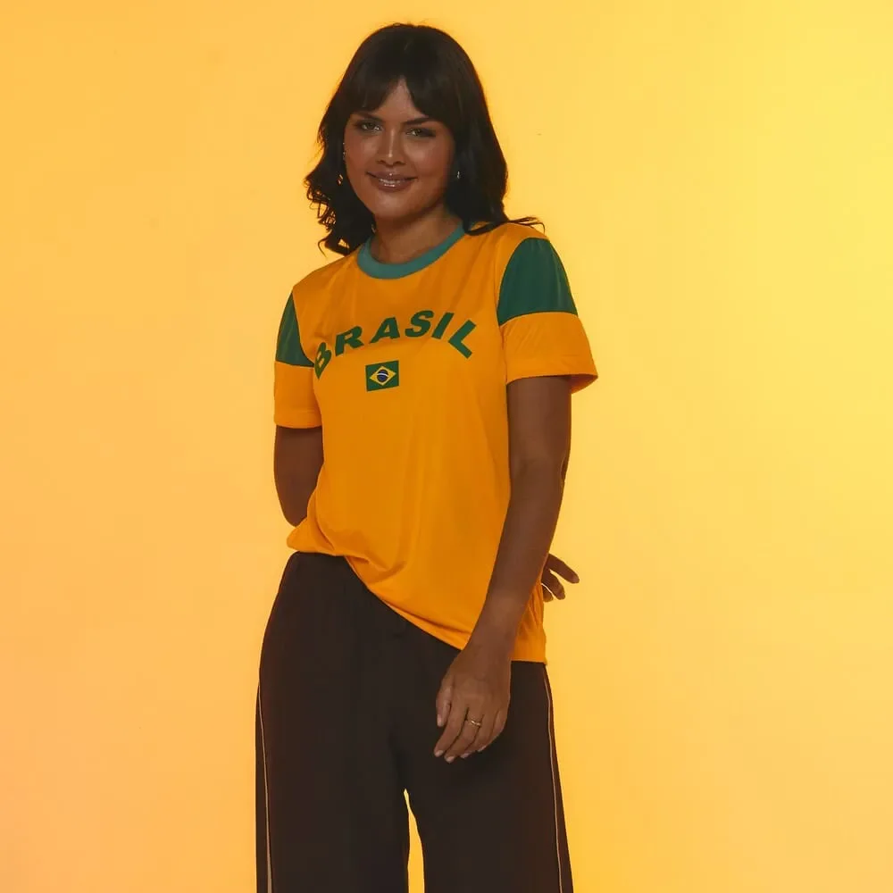 Camiseta Brasil Dengo Feminina Amarela