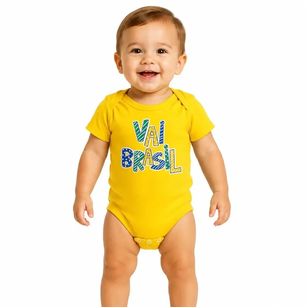 Body Petutinha Brasil Vai Brasil Amarelo