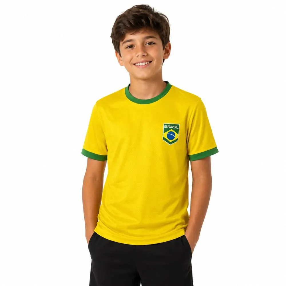 Camiseta Brasil Marin Dry Bandeira Infantil Amarelo