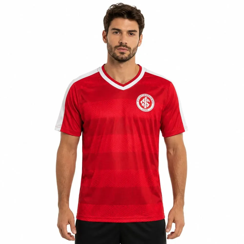 Camiseta Internacional Lotus Stripes Vermelho/Branco