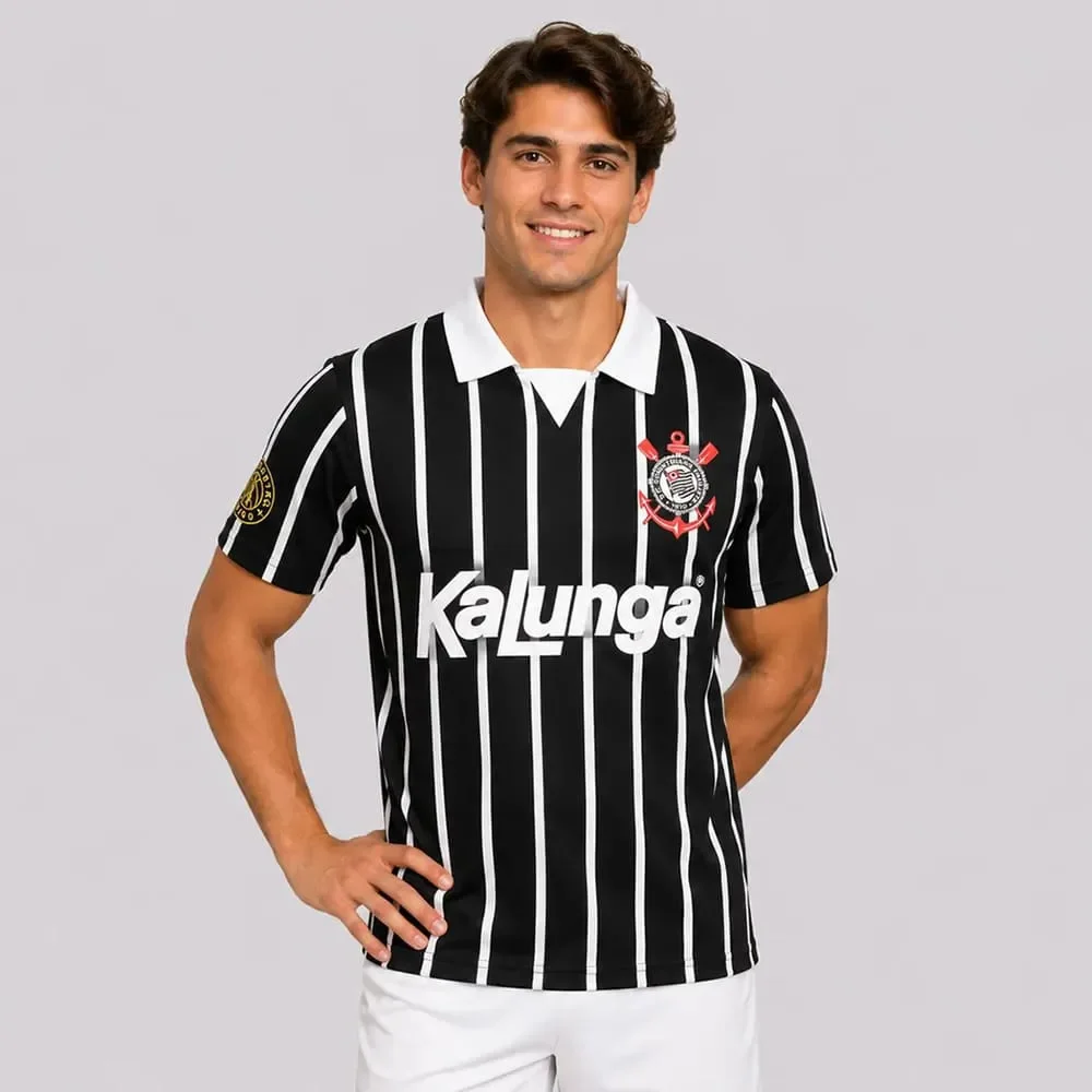 Camiseta Corinthians Coimbra Retrô Kalunga 10 Listrada