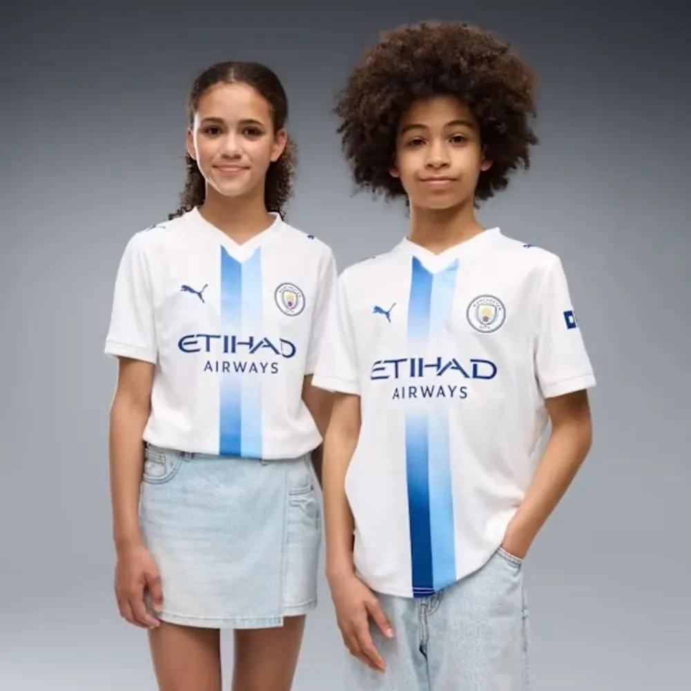 Camisa Manchester City III Puma 26/27 Infantil Branco/Celeste