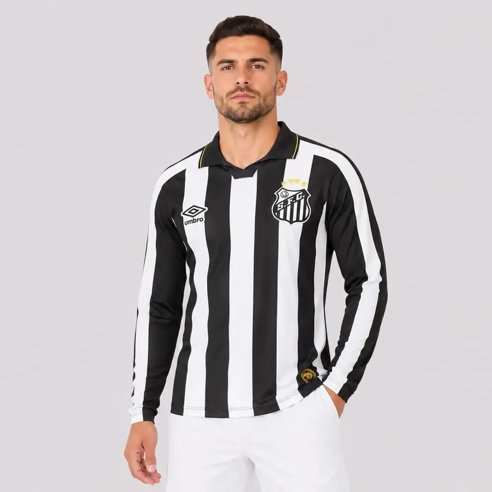 Camisa Santos II Umbro 26/27 Manga Longa Preto/Branco