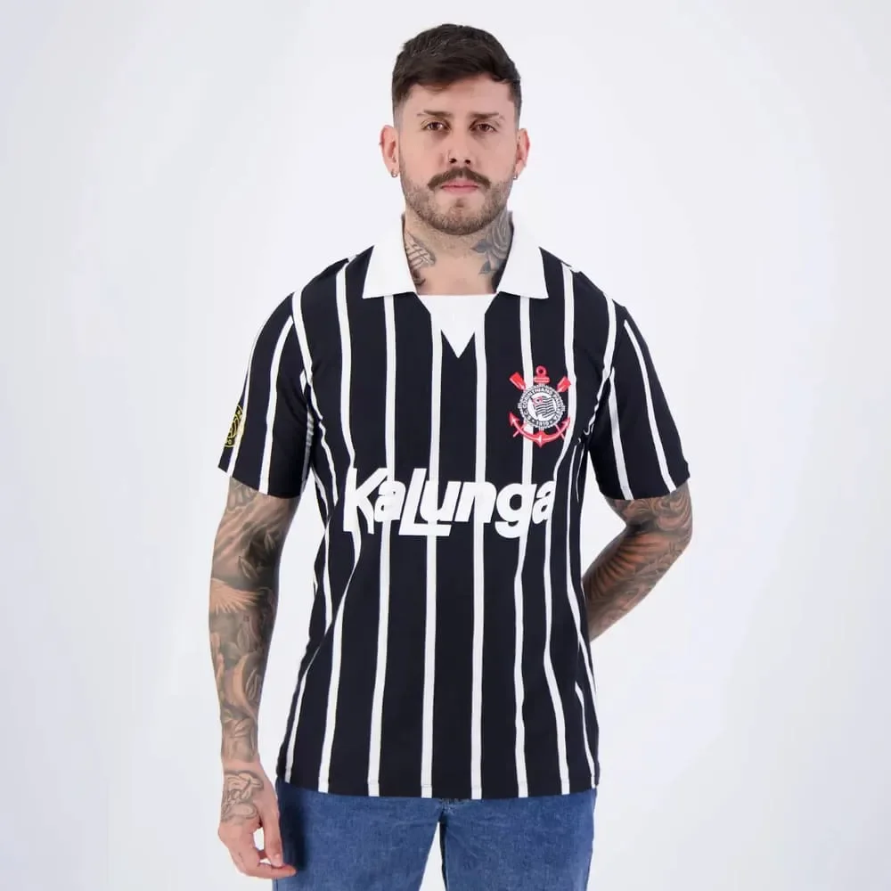Camiseta Corinthians Coimbra Retrô Kalunga Especial Listrada
