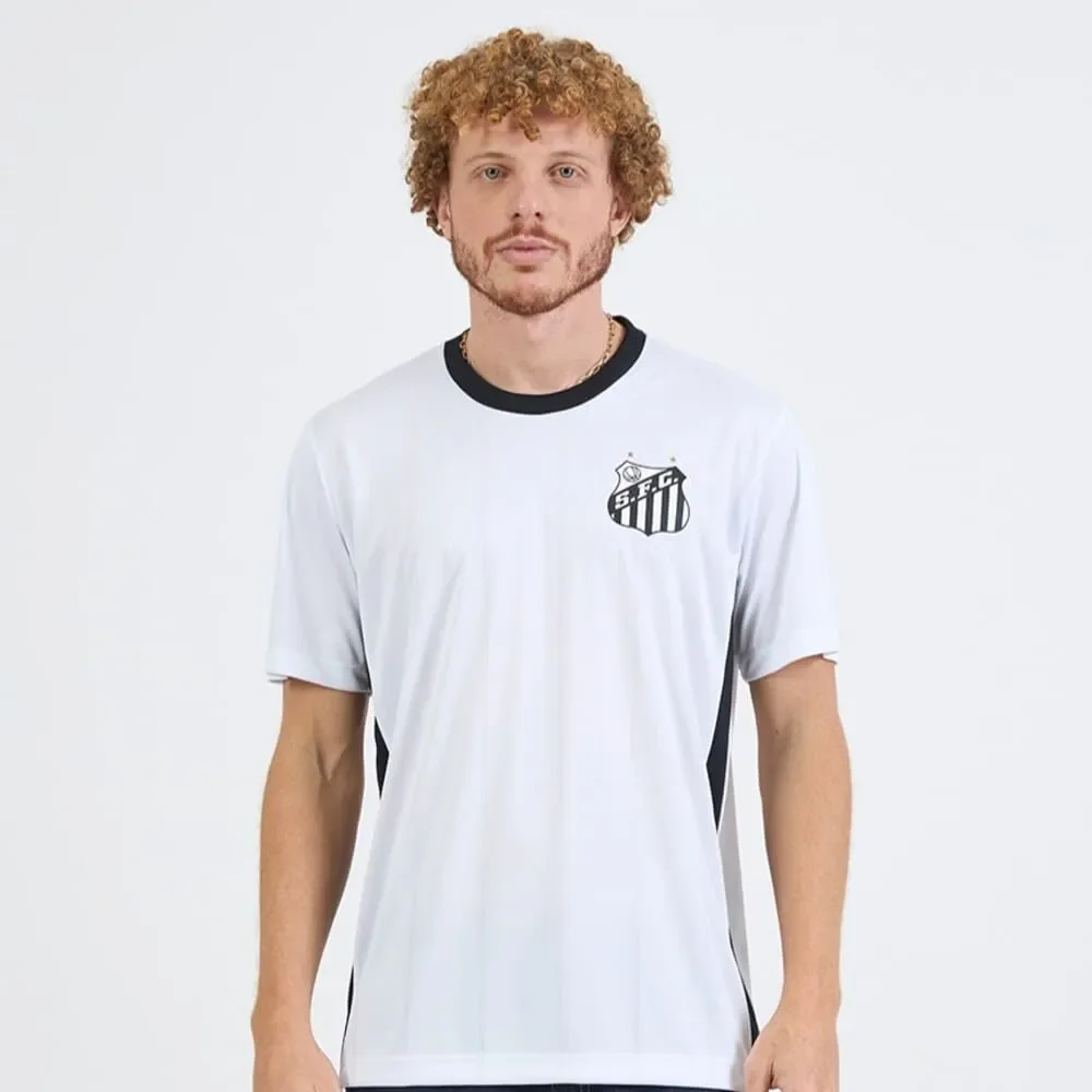 Camiseta Santos Liso Branco/Preto