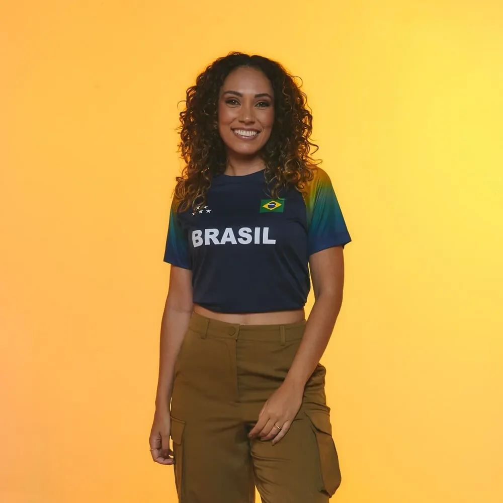 Camiseta Brasil Amazônica Feminina Marinho